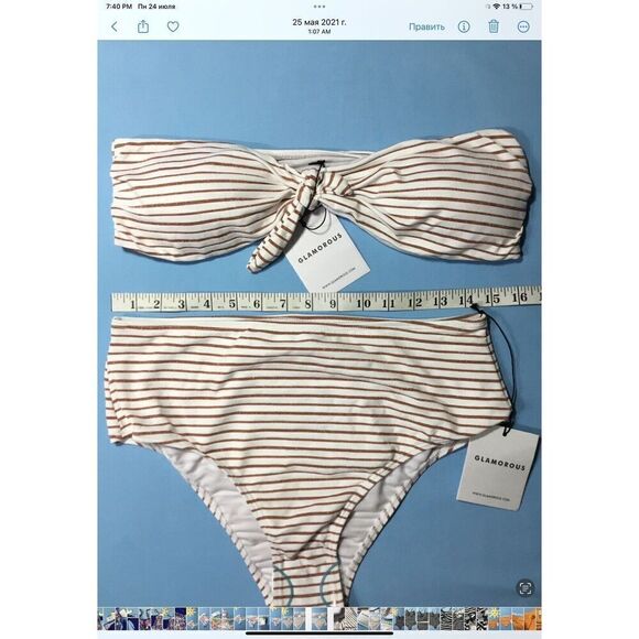 Glamorous Women’s Orange Rust Two-piece Bikini Set Size Bottom-L. top-XL - Picture 2 of 10